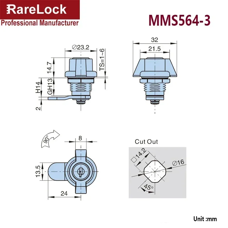 보관함 보석 케이스 메일 상자 전자 파일 캐비닛 사무용품 산업 Rarelock MS564 H 용 캐비닛 캠 잠금 장치 처리