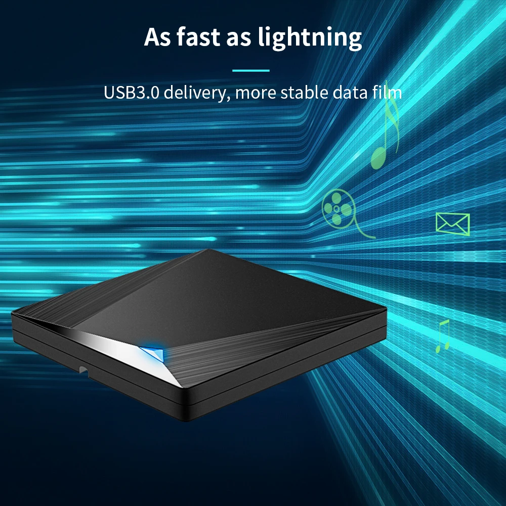 TISHRIC 블루레이 USB 3.0 외장 광학 드라이브 버너, 3D 블루레이 버너 리더, 라이터 슬림 BD CD DVD, 컴퓨터용 광학 블루레이