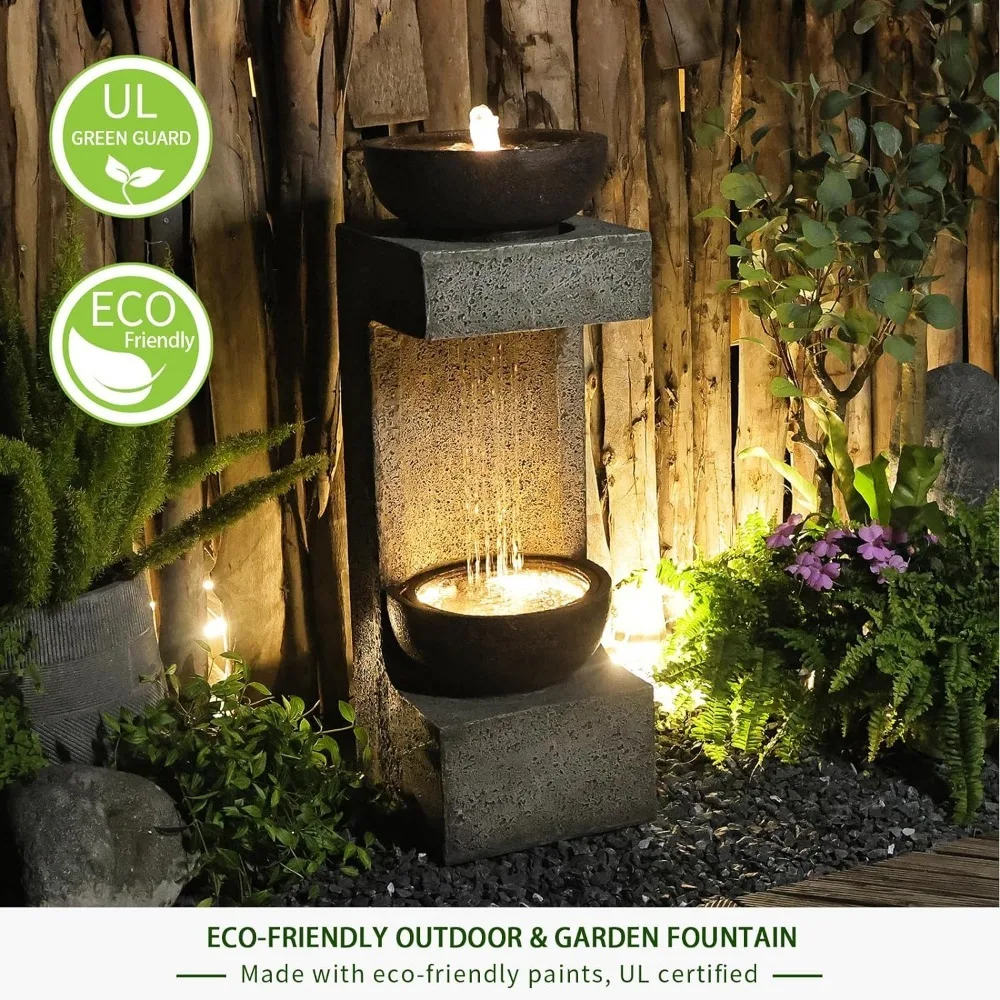 

Fountain Outdoor Garden Waterfall Decor for Garden, Patio, Backyard, Porch and Home Art Decor, Modern Tiered Outdoor Fountain