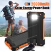 20000mAh Solar Power Bank LED Light Powerful Flashlight Outdoor Hike Portable Multiple Port Mobile External Power Supply Compass 1