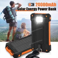20000mAh Solar Power Bank LED Light Powerful Flashlight Outdoor Hike Portable Multiple Port Mobile External Power Supply Compass 1
