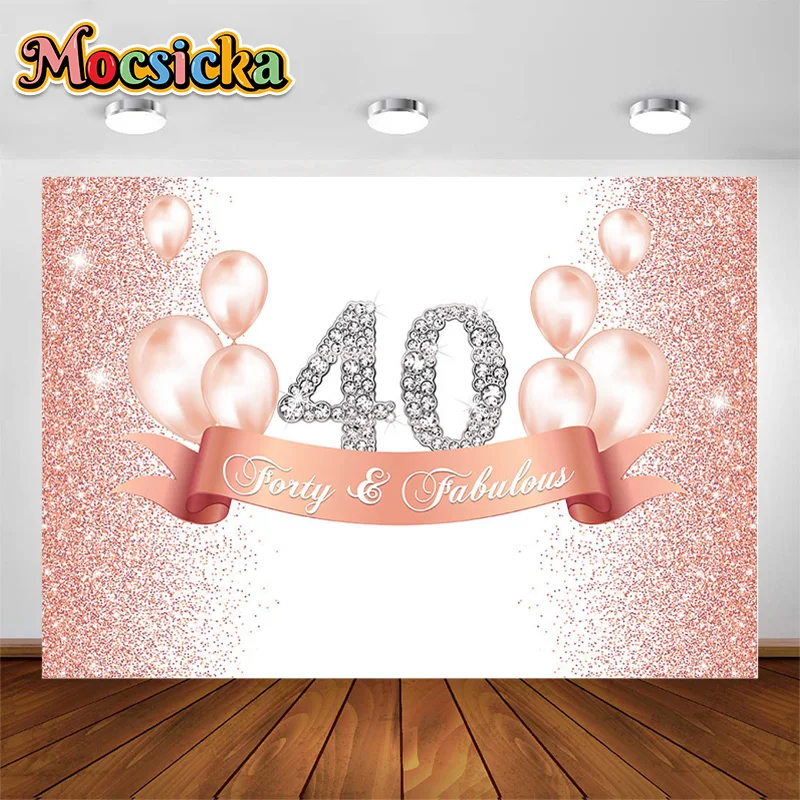 

Adults Birthday Party Backdrop 40 Years Old Woman Man 40th Birthday Photography Booths Background Black Golden Wall Decorations