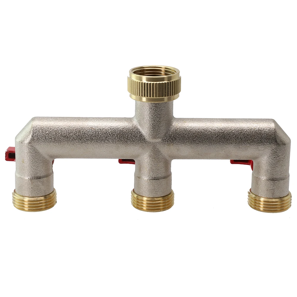 

Faucet Distributor Hose Connector Brass Garden Hose Faucet Splitter 3 Way Water Distributor with High Pressure Resistance