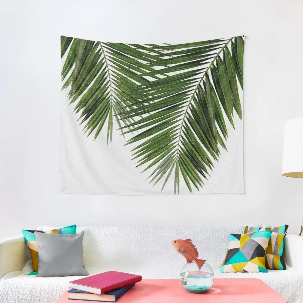 

Зеленый гобелен III с пальмовым листьем, корейский декор для комнаты, украшения для комнаты, эстетичный гобелен
