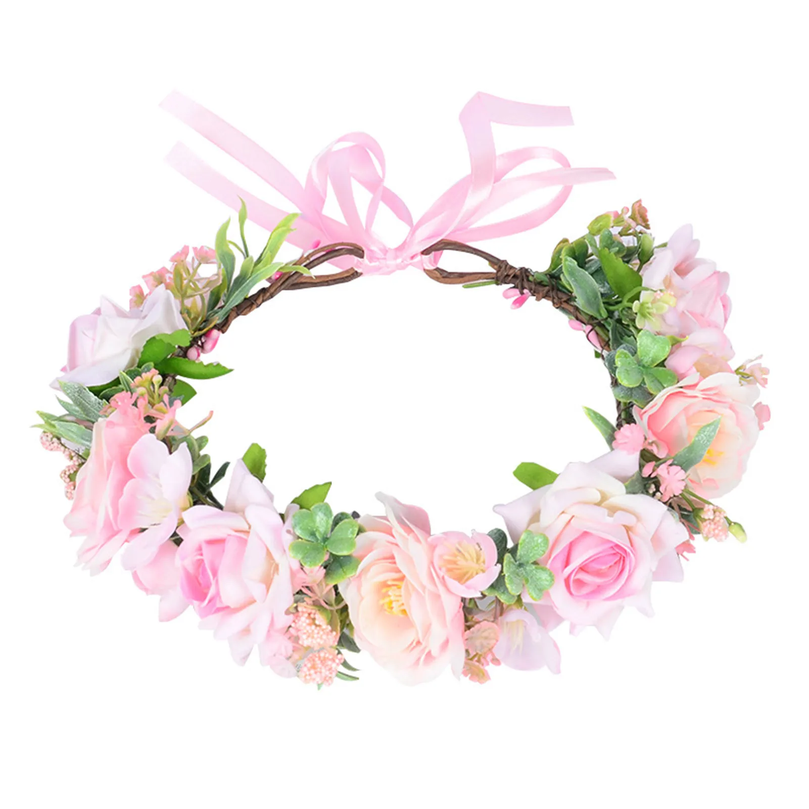 

Floral Garland Crown Headpiece Woman's Cloth Flower Hair Hoop for Bridesmaid Wedding Dating