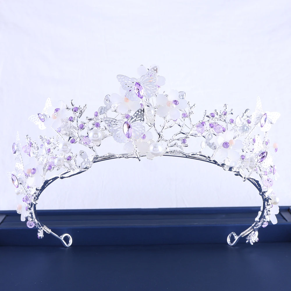 Luxury Wedding Crown Butterfly Crystal Bridal Tiara Sliver Alloy Queen Headpiece For Wedding Banquet Jewelry Hair Accessories
