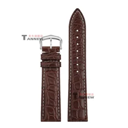 Premium Black Genuine Alligator Leather Watch Strap, 18mm 20mm Luxury Replacement Band - 19mm - Width (Brown White - steel)