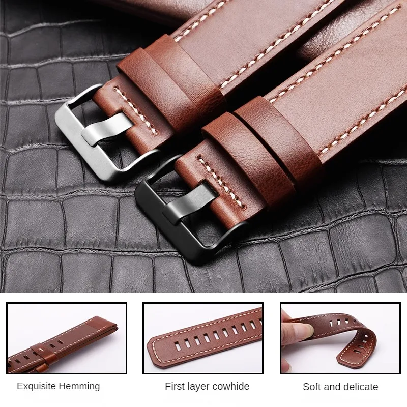 Substitute Feineishi Fenix 1/2/3 Generation 3HR Fenix-5x MK1/2 Series Straight Interface Leather Watchband 26mm