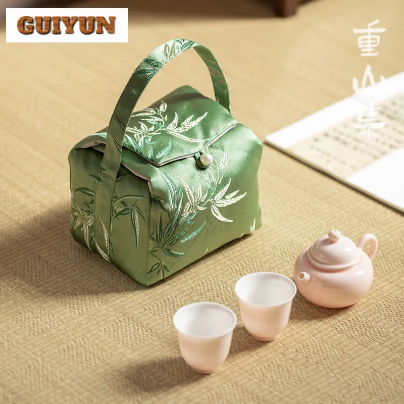 Chinese Daisy Cloth Tea Cozies Portable Kettle Bag Tea Cozy For Teapot Protection Hand Bag Travel Tea Set Bag Teaset Accessories