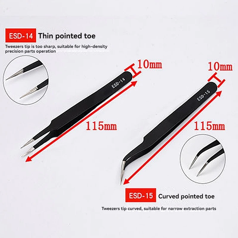 Eagle Shaped Tweezers Precision Stainless Steel With Hard Anti-Static Clamps Repair Tweezers Tip And Elbow 1.0mm Thick precision tweezers esd anti static tweezers phone repair tweezers