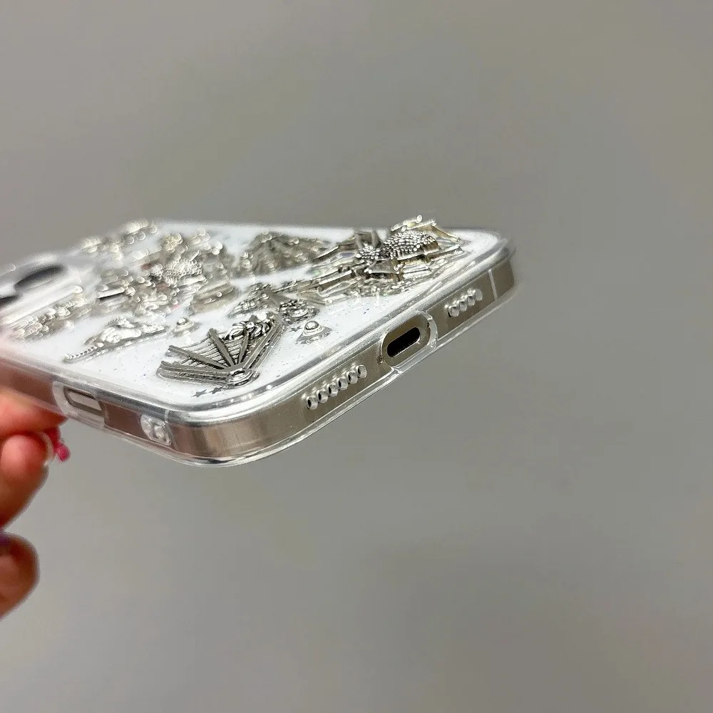 Retro Gothic 3D Metal Spider Phone Case with Angel Epoxy Design