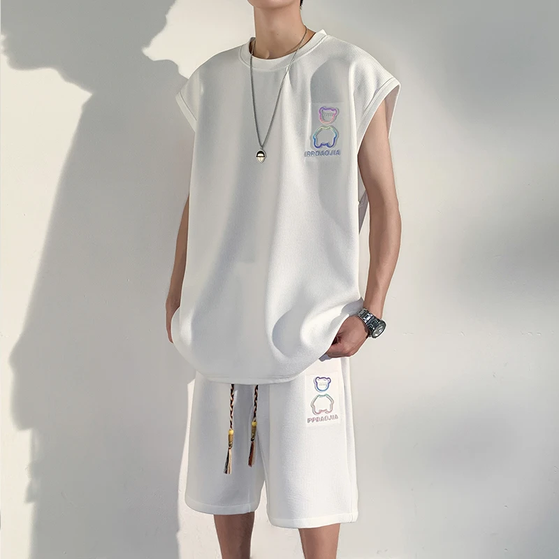 

Trendy Two Piece Set Fashion Suits Short Sleeve Trends Costumes New Men Sets Men's Clothing 2024 Summer Outfit Sports Pants