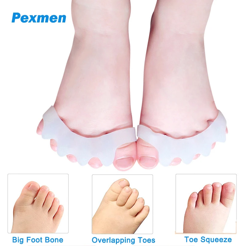 Pexmen 2/4Pcs Children's Gel Toe Separator Bunion Corrector Kids Toe Protector Spacer Bunion Pad Feet Overlapping Hallux Valgus