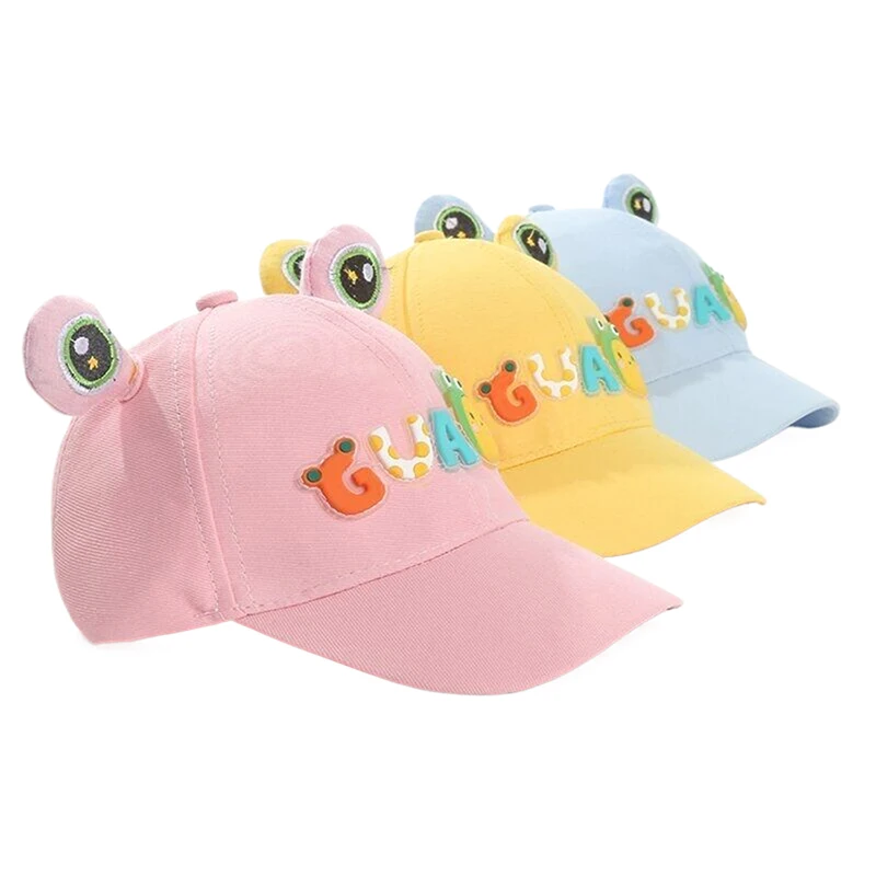 1 Piece Sunshade With Ears Boys Girls Fisherman Hat Cartoon Little Frog Baby Baseball Cap Sun Protection Kids Sun Visor Hats