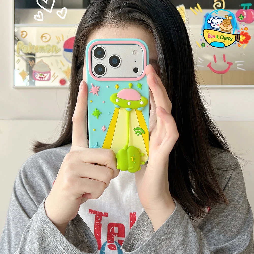 3D Spaceship Hakimi Phone Case with Pendant - Soft Silicone Shockproof Cover, Fun Design