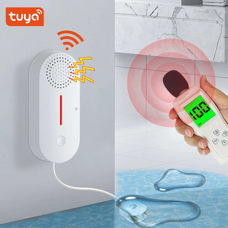 

Tuya WiFi Smart Water Sensor Water Leakage Detector Smart Home Flood Overflow Safety System APP Remote Alarm Work With Tuya