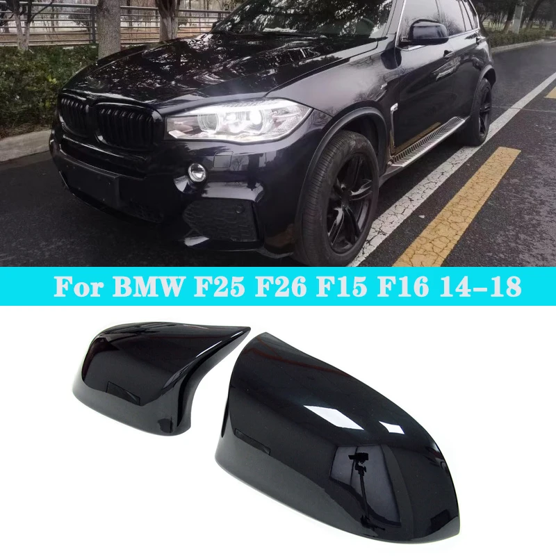 

Gloss Black Car Rear View Side Mirror Cover Rearview Mirrors Cap For BMW X3 X4 X5 X6 F25 F26 F15 F16 Carbon Fiber Auto 14-18