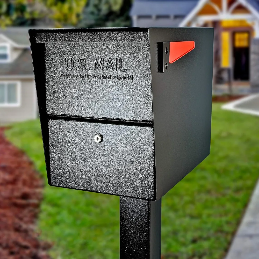 7206 Package Master Curbside Locking Security Mailbox Black,Medium & 7144 Box Bar for Two Applications, 2 Mailbox Spreader