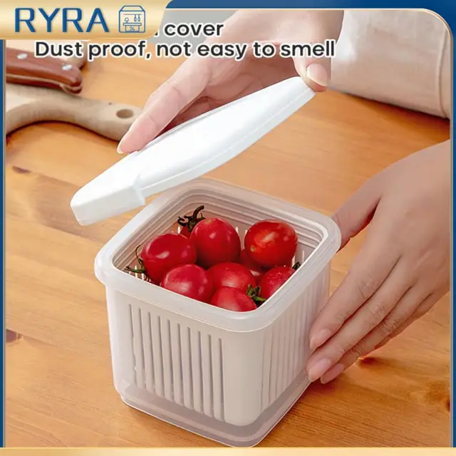 Műanyag Tárolódoboz Szervezése Friss Tartó Doboz Dupla Rétegű Gyümölcs Zöldség Leeresztése Crisper Konyhai Edény Eszköz