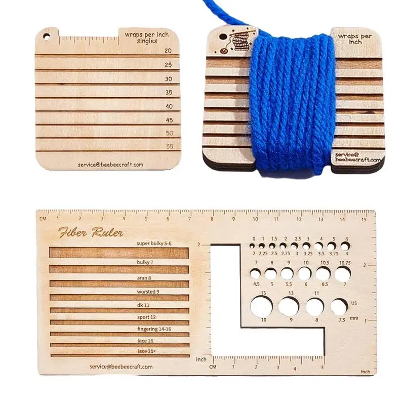 

Knitting Needle Gauge Measuring Tool Needle Gauge Knitting Wooden Knit Measure Size Ruler Multifunctional Square Knitting