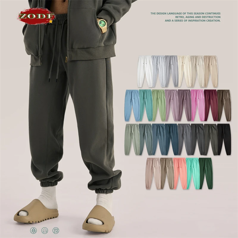 Men Fleece Sweatpants Loose Retro Hip Hop Winter Joggers