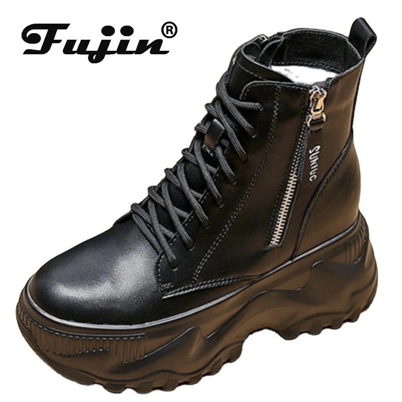 ZBYY Women's Chunky Platform Combat Boots - Studded Goth Ankle Booties With Zipper & Lace Up, Wedge Heel
