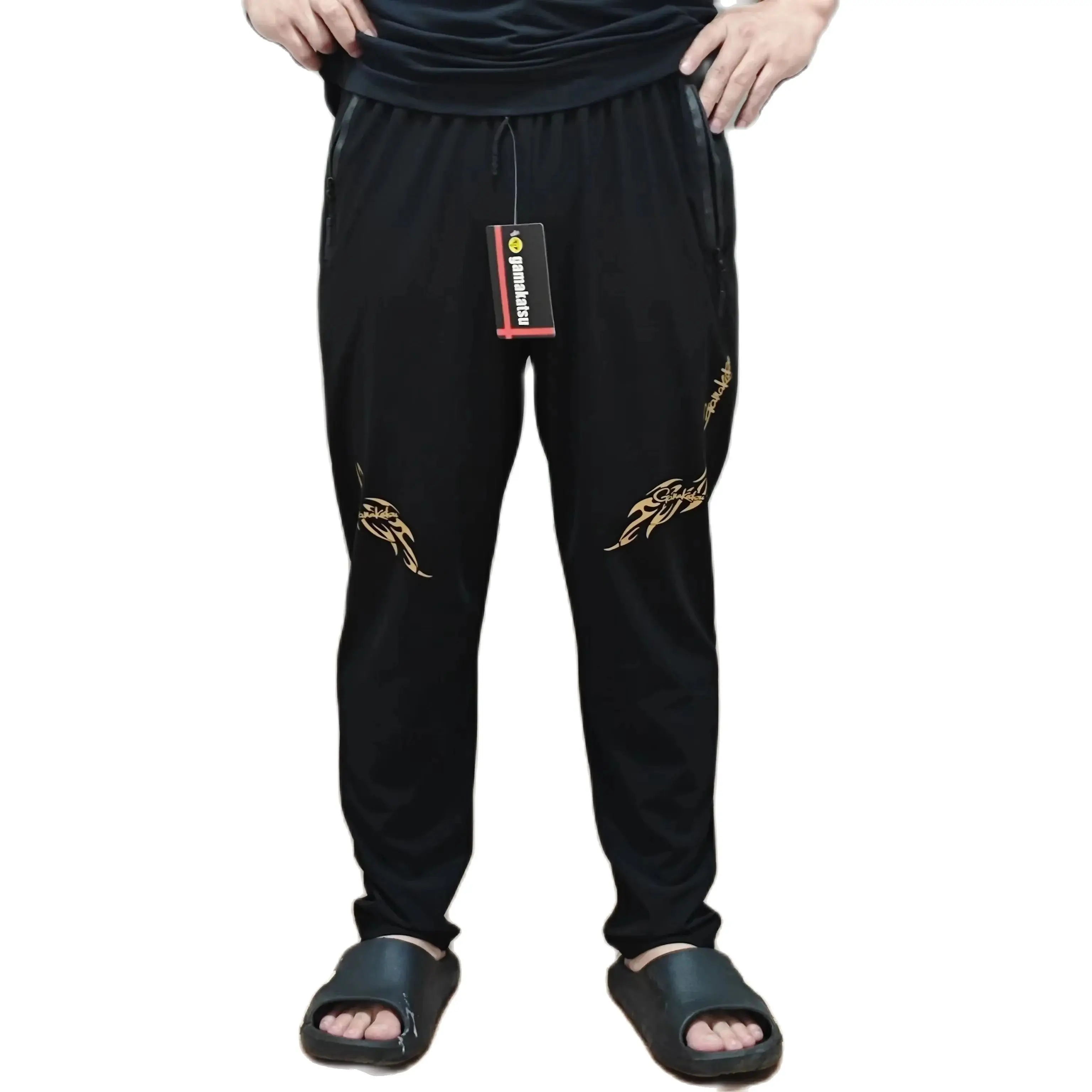 Gamakatsu Fishing Pants for Men Thin Section Breathable Quick-Drying Pants Elastic Waist, Waterproof New Summer