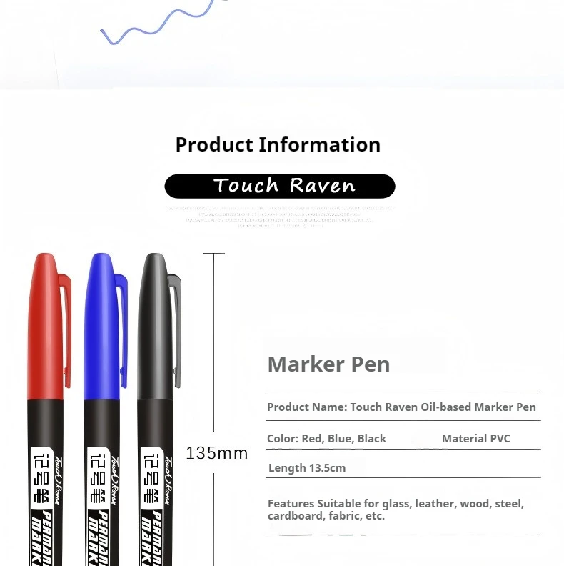 10/100 Stück Permanentmarker, 1,5 mm, wasserdicht, dünne Spitze, rohe Tinte, schwarz, blau, rot, Markierungsstifte für Büro, Schulbedarf – Detail 2