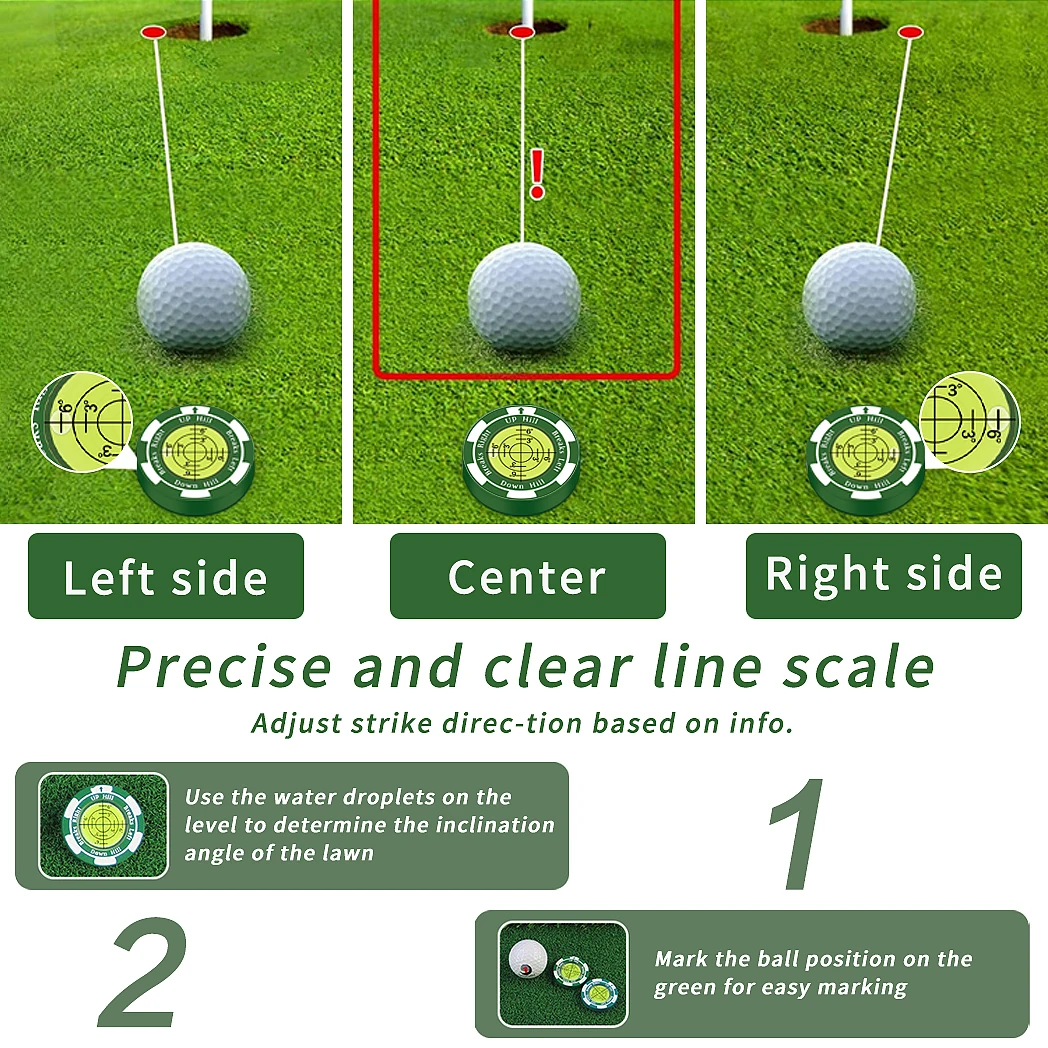 Caiton Golf Marker with Magnetic Hat Clip High Precision Green Reading Aid Perfect for All Golfers Improve Putting Skills golf ball mark,golf hat clip