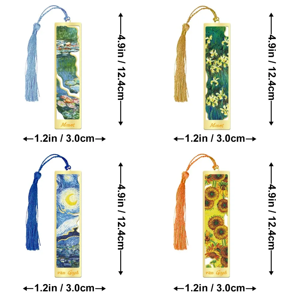 Van Gogh Oil Painting Exquisite Starry Sky Sunflower Metal Bookmarks Art Exhibition Souvenirs Gift Box Packaging Holiday Gift