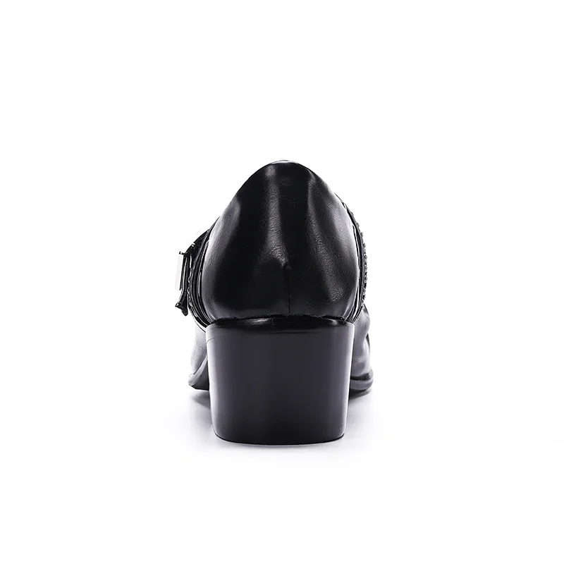 Newly Business Black Pointed Toe Men Oxfords Shoes Wedding Evening Dress Shoes Male Rivet Genuine Leather Formal Plus Size