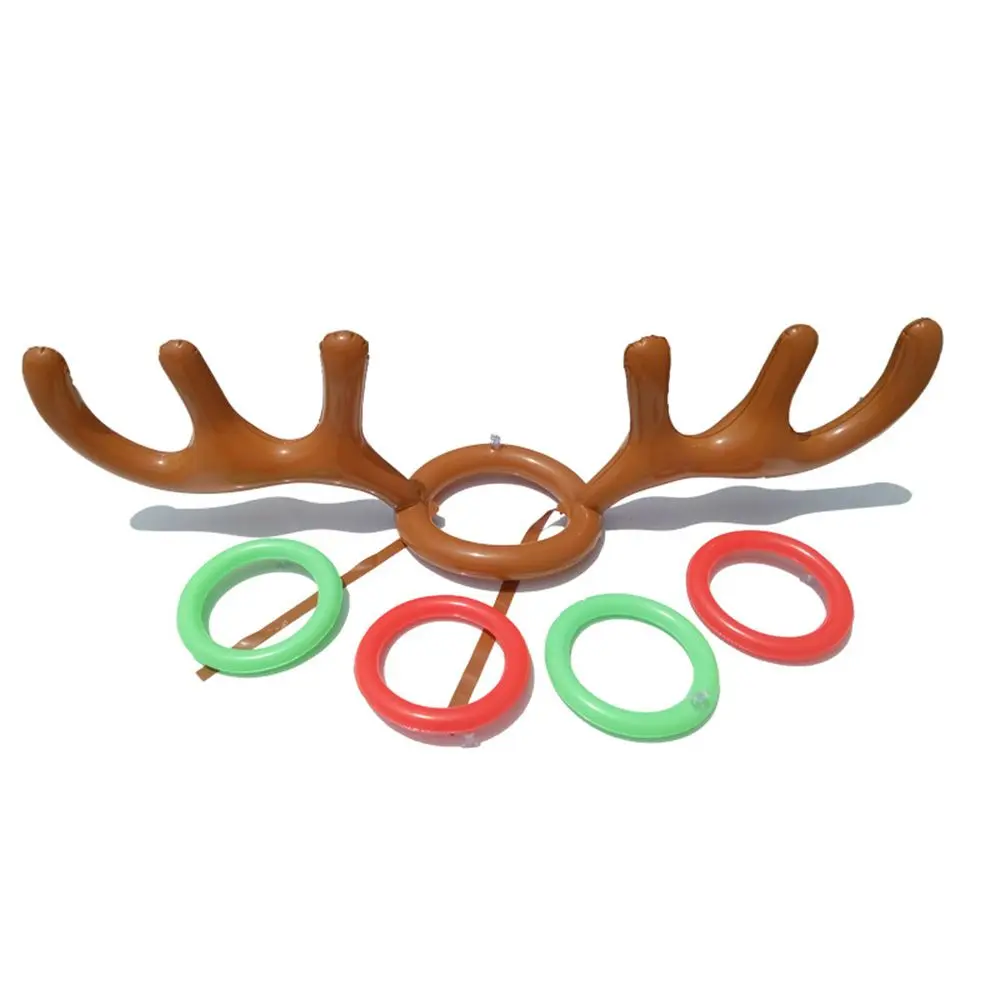 New Year Decoration Santa Funny Reindeer Antler Hat Inflatable Toys Ring Toss Christmas Game Outdoor Activity Xmas Kids Gift 3