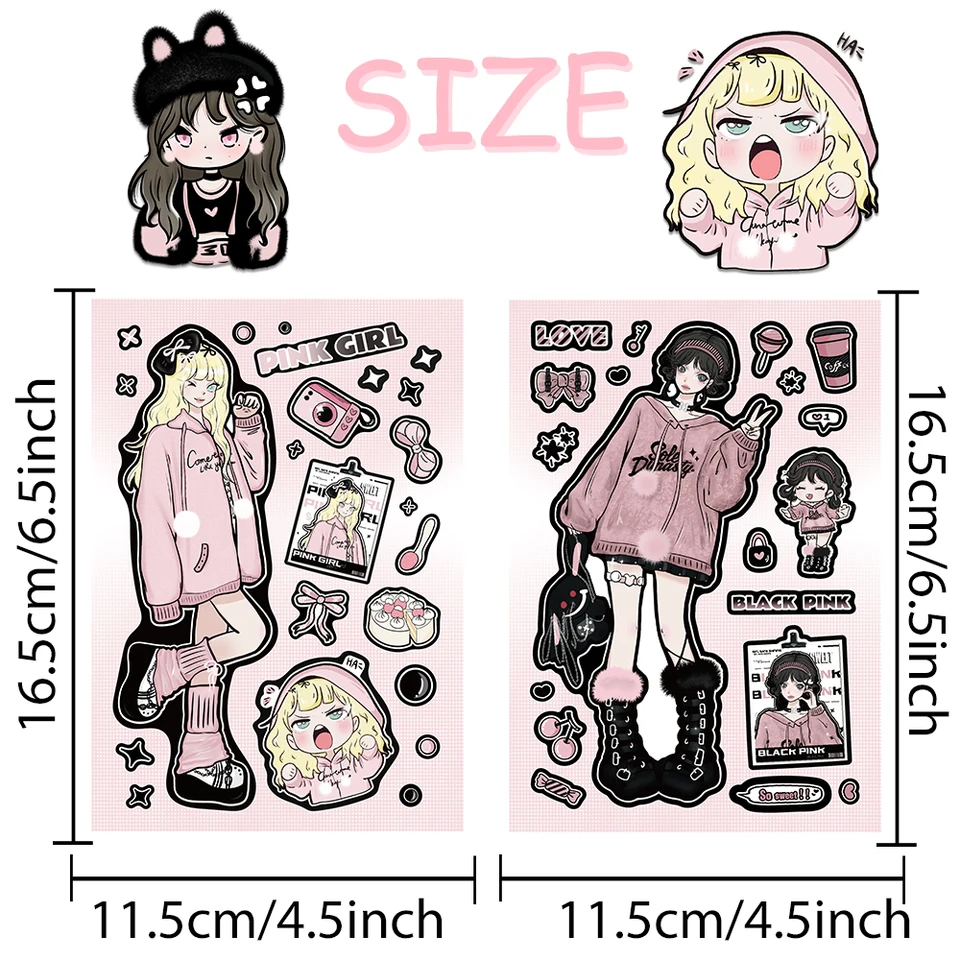 300Pcs Kawaii Cartoon Girl Stickers Pack - Y2K Aesthetic Vinyl Decals For Laptop, Water Bottle, Journal