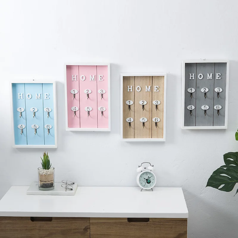 Wall Mounted Key Holder Wooden Key Organizer Hanger With 6 Hook Wall Decorative Holder Key Holder Wall Minimalist Wall Hook 2
