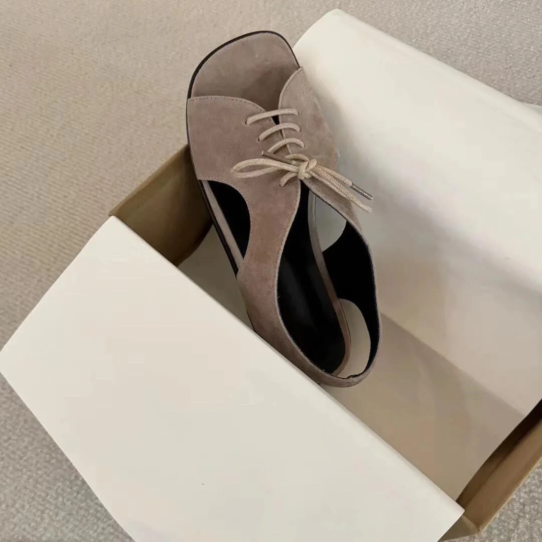 NEW Brown Flat Sandals Buckle Slingback Suede Women's Sandals Newest Summer Low Heels Casual Beach Shoes Sexy