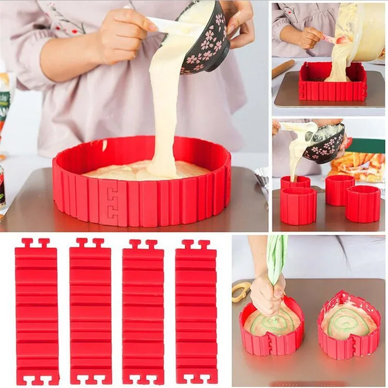 4pcs Silicone Cake Molds, Cake Decoration Diy Baking Mold Magic