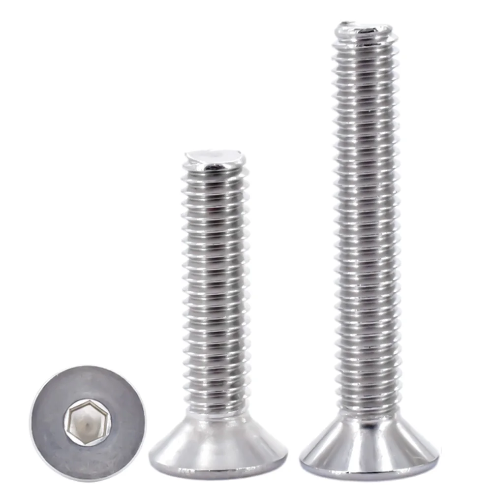 M5 M6 M8 M10 304 Stainless Steel Countersunk Hexagon Hex Socket Head Screw Flat DIN7991 Bolts Allen Furniture Screws 3/5/7/10pcs