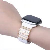 Breloques pour Bracelet de montre Apple, bijoux en diamant, décoration pour iWatch, accessoires en Silicone, Galaxy watch 5/4/Classic/6 6
