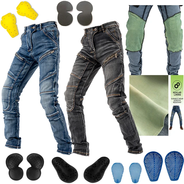 LOMENG Motorcycle Riding Jeans Kevlar Motorbike Racing Pants with