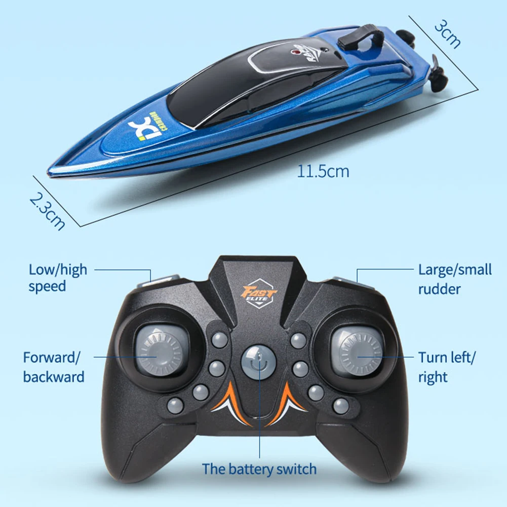Remote Control Boat Waterproof 2.4GHz Electric RC Speed Ship with LED Light For Kids Holiday Party Gift