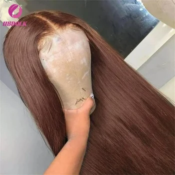 13x4 Lace Chocolate Brown Straight Lace Frontal Wigs Human Hair Wig Transparent Brown HD Lace Front Wig  Colored Wigs 1