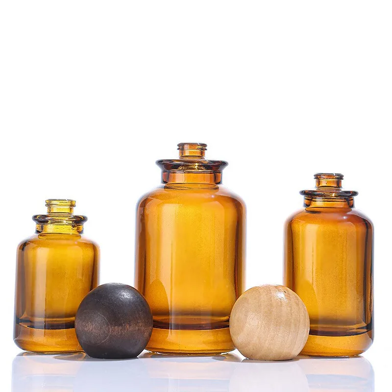 10pcs 30ml 50ml 100ml Brown Glass Perfume Spray Bottles with Wooden Cap | Empty Atomize... - SKU GPSB2054 - UGI Packaging