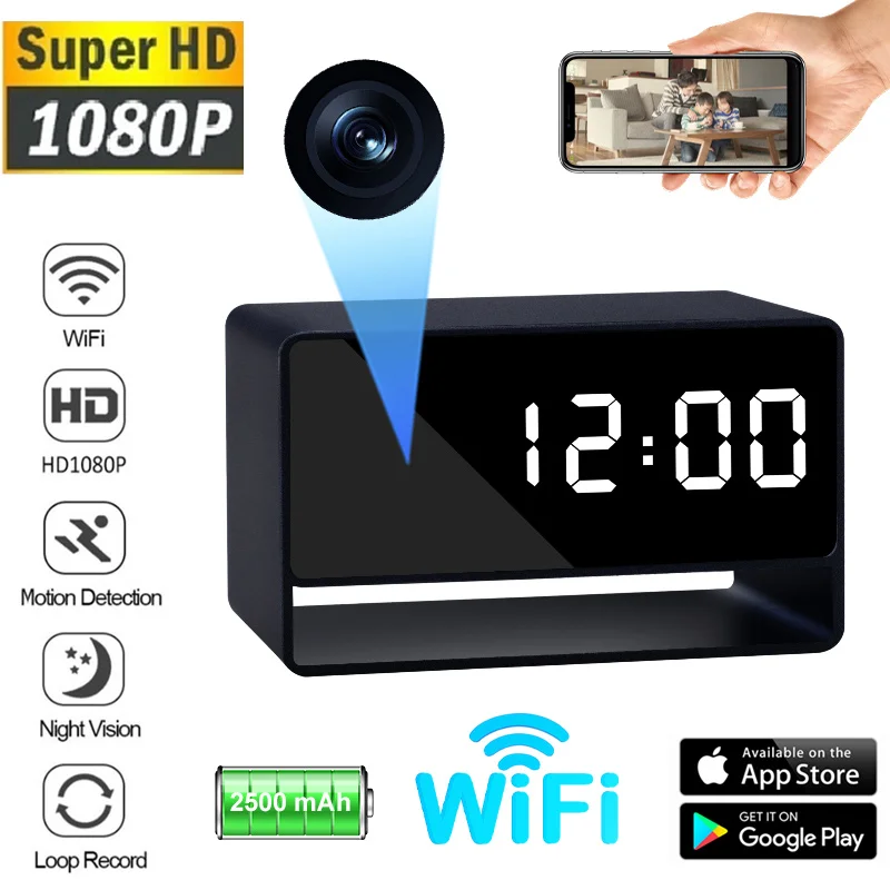1080P HD Mini Alarm Clocks Cameras Wireless Wifi APP IR Night Vision DVR Motion Detection Security Recorder Surveillance Monitor