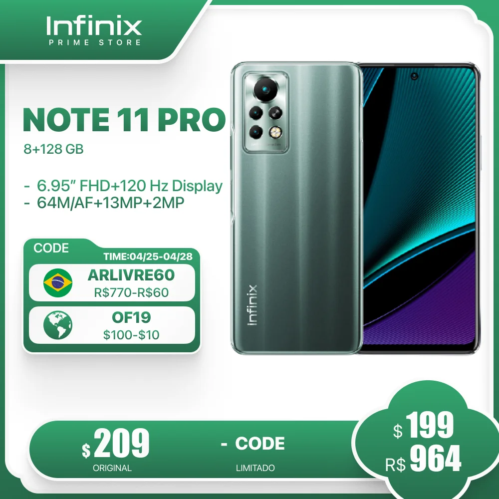 cellphone infinix Infinix Note 11 Pro 8GB 128GB 6.95'' Display Smartphone Helio G96 120Hz Refresh Rate 64MP Camera 5000 Battery 33W Super Charge current infinix phones