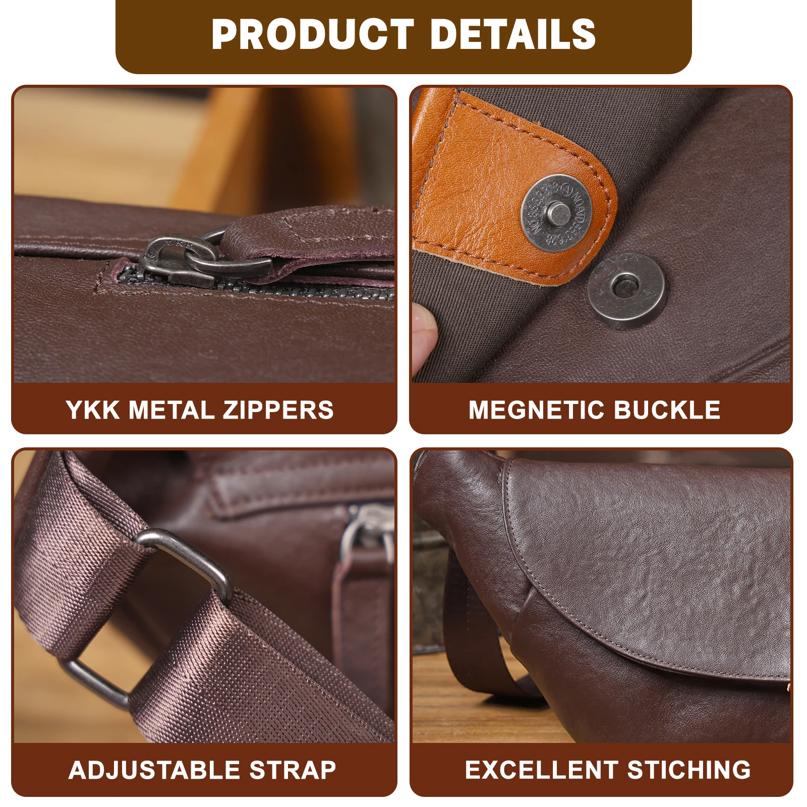 รูปสินค้า กระเป๋าหนังแท้ผู้ชาย แฟชั่น Crossbody คลาสสิก