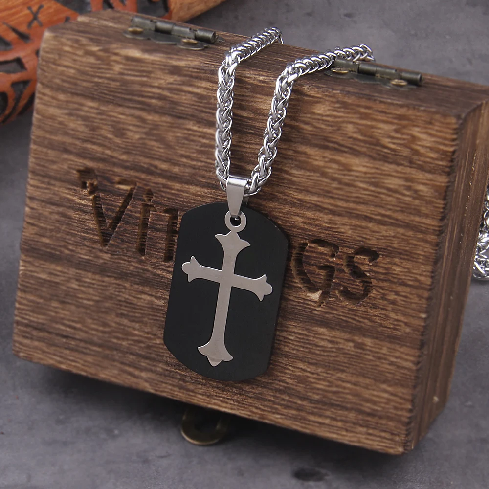 ✝️ Stainless Steel Cross Dog Tag Pendant – Faith Amulet Necklace for Men & Women 2