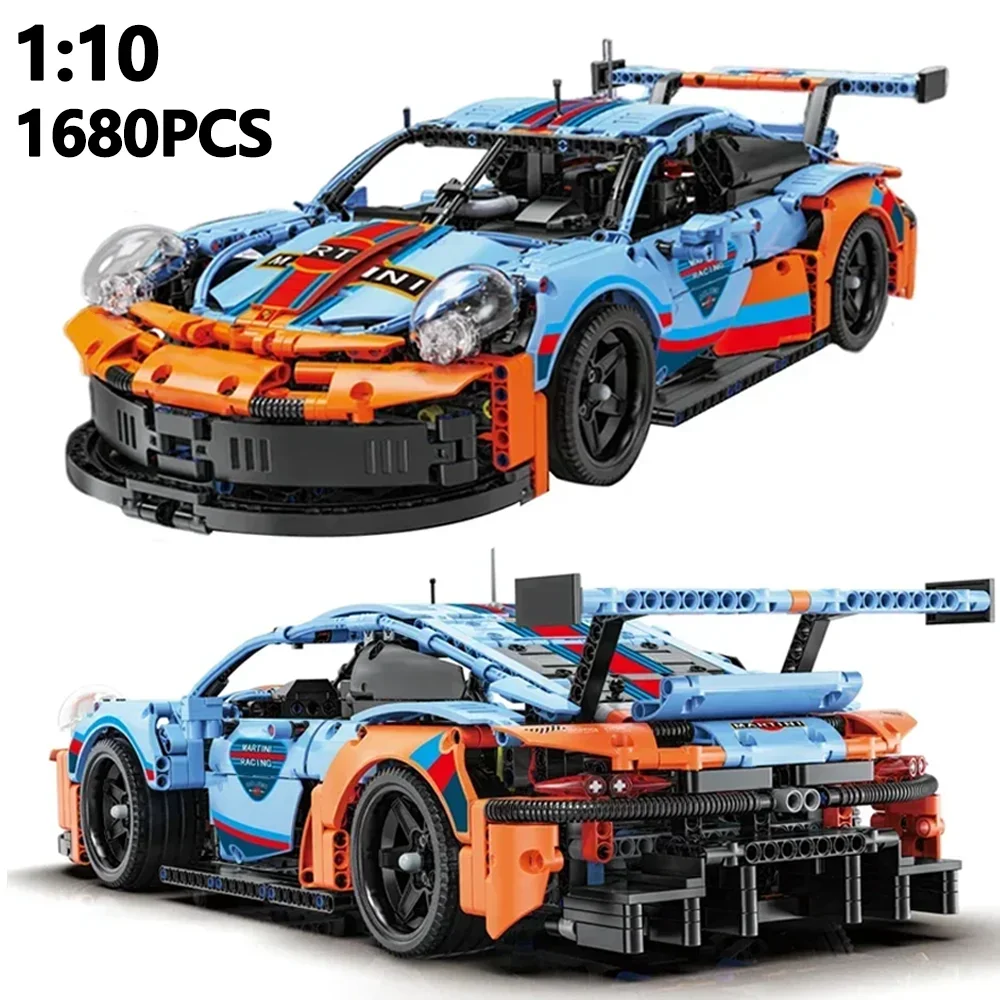 Assemble Toy 911RSR Technical Racing Sport Car 1680PCS 1:10 Model MOC Building Blocks City Mechanical Speed Vehicle Supercar Puzzle