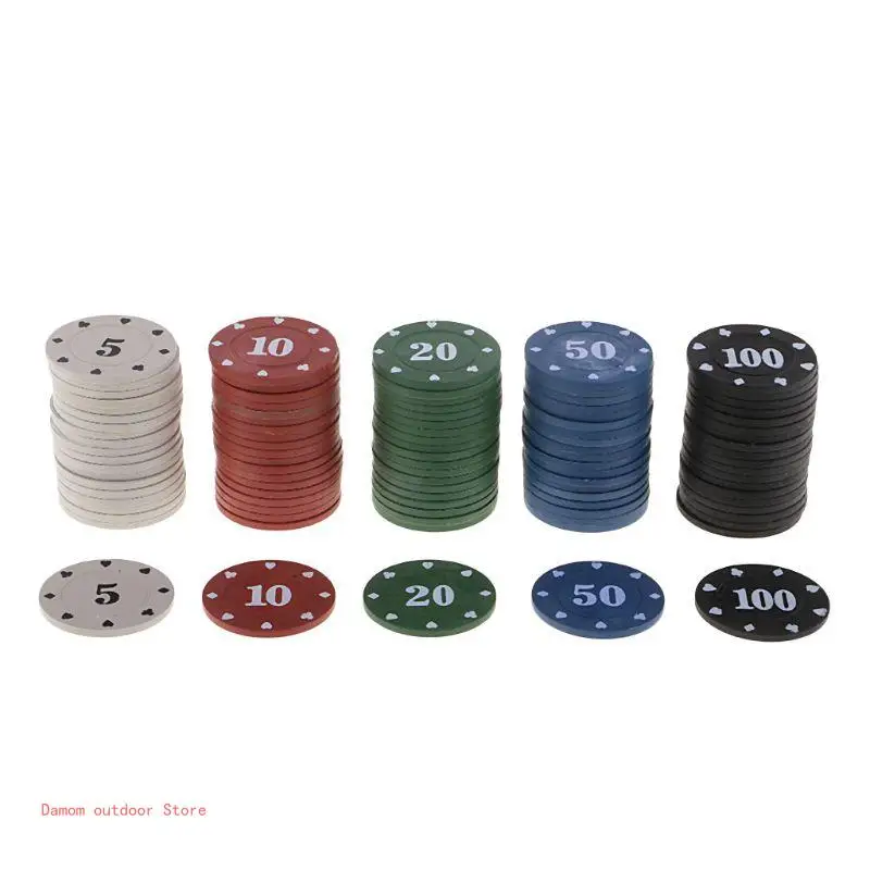 Poker Chips Plastic Game Coins 100Pcs Round Plastic Chips Casino Card Game Baccarat Counting Accessories