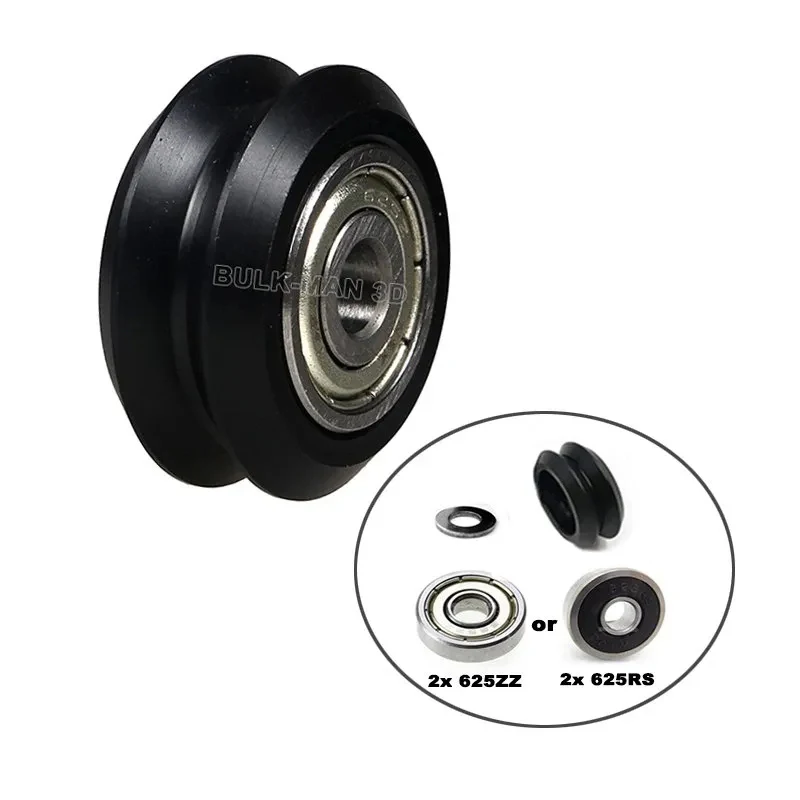 

BulkMan 3D Delrin POM Dual V Wheel Kit with 625ZZ ot 625RS Bearings for V-Slot Linear Rail Aluminum Profile 3D Printer Parts