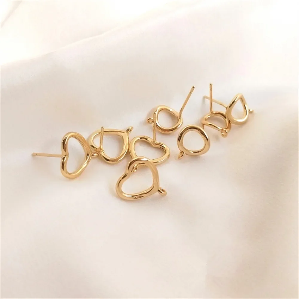 

14K Gold Plated Heart ring with ring earrings twisted small circle with ring earrings DIY handmade earrings